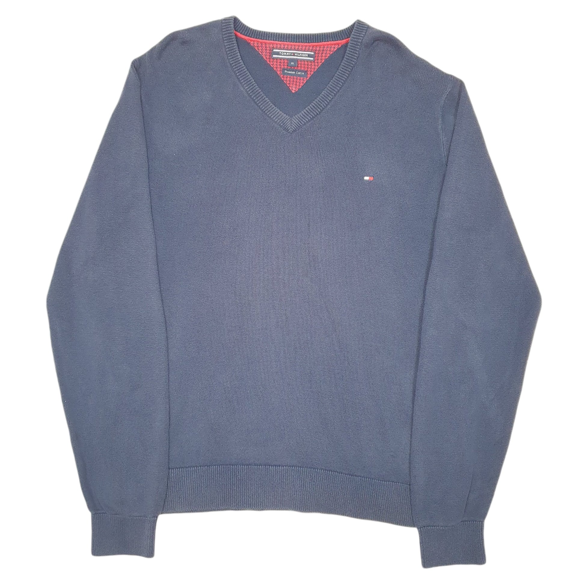 Mens Navy Tommy Hilfiger Knit V Neck Jumper