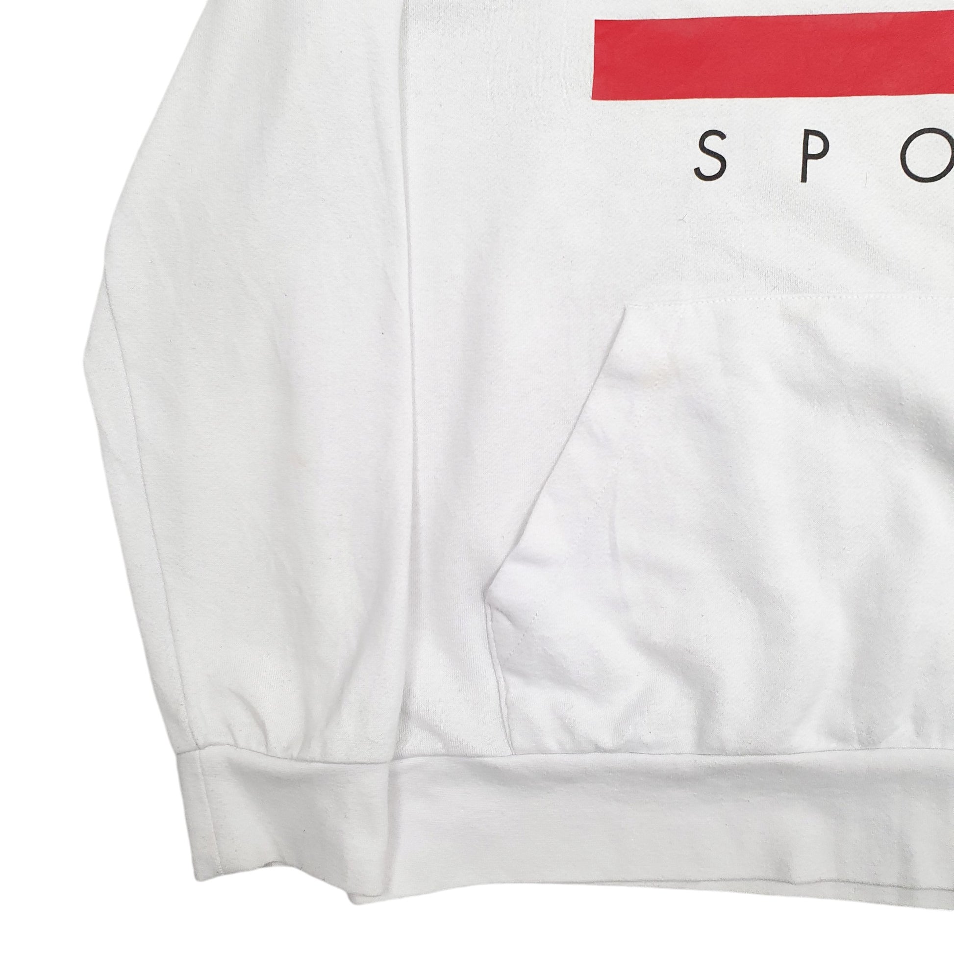 Mens White Fila Spellout Hoodie Jumper