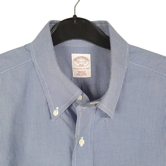 Mens Blue Brooks Brothers Houndstooth Long Sleeve Shirt