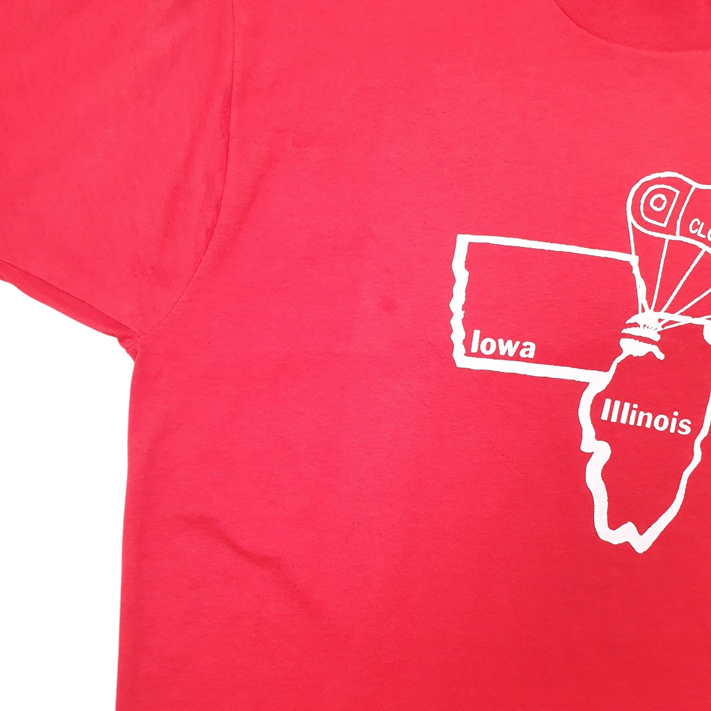 Mens Red Screen Stars Single Stitch Vintage 90s Made In USA QC Cloggers Iowa Illinois Short Sleeve T Shirt