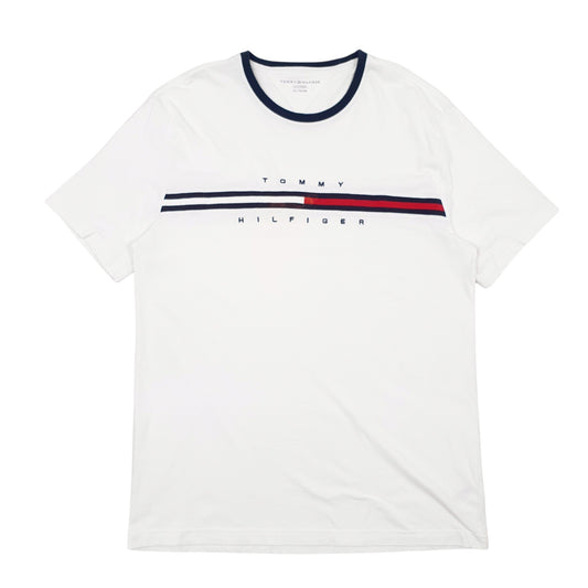 Mens White Tommy Hilfiger Spellout Short Sleeve T Shirt