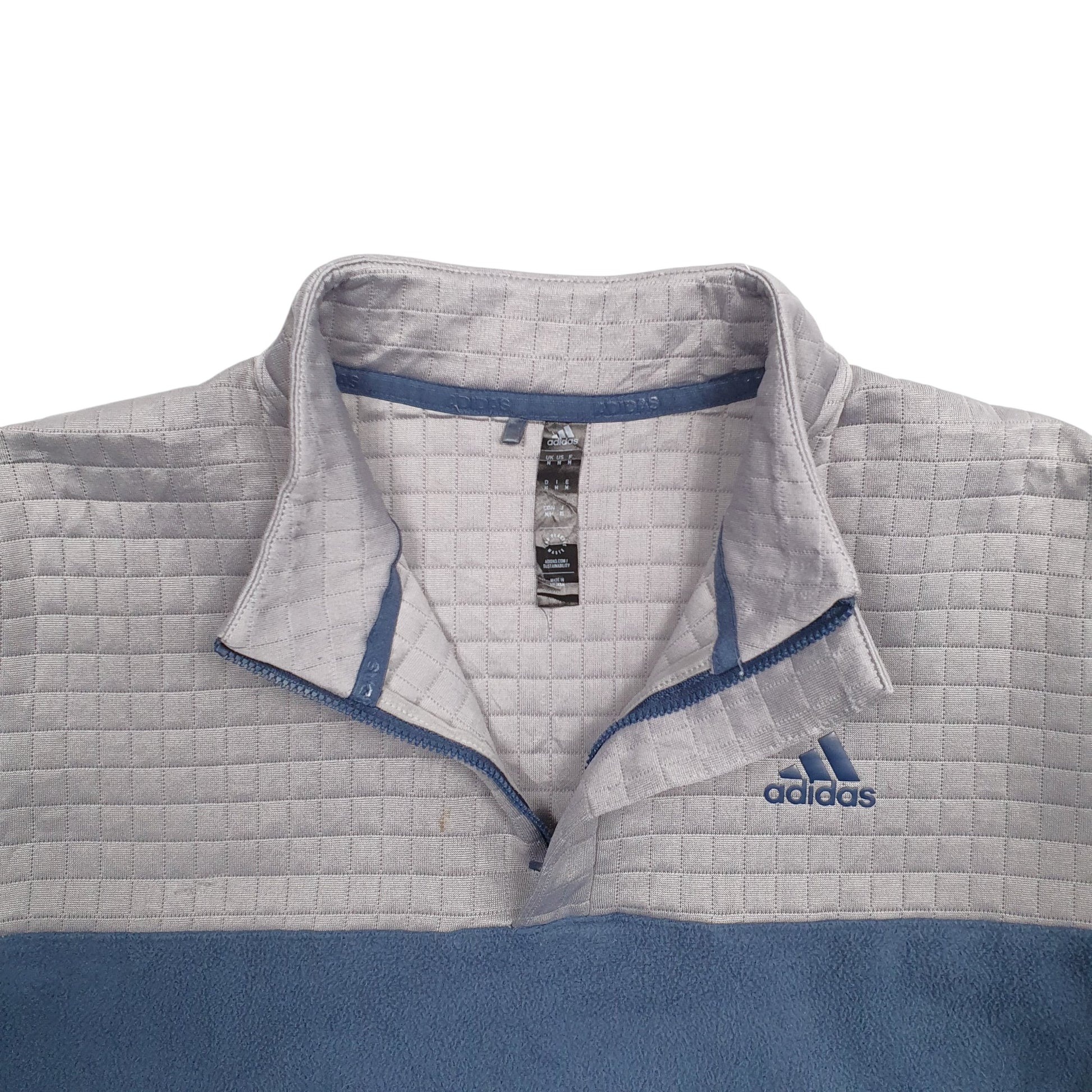 Mens Blue Adidas  Quarter Zip Jumper