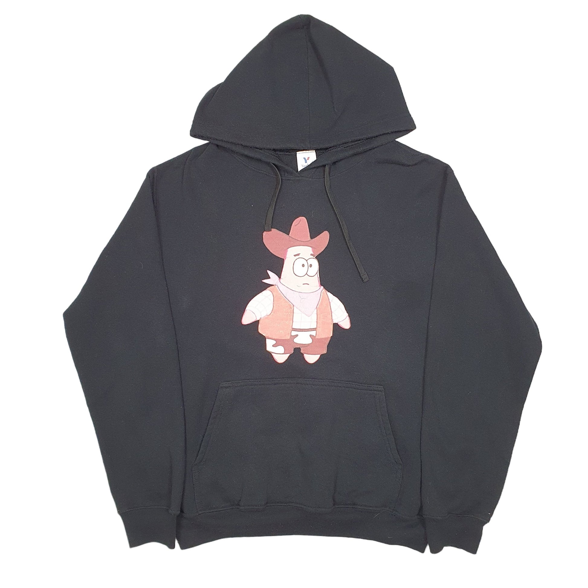 Mens Black Yazbek Spongebob Patrick  Cowboy Square pants Hoodie Jumper