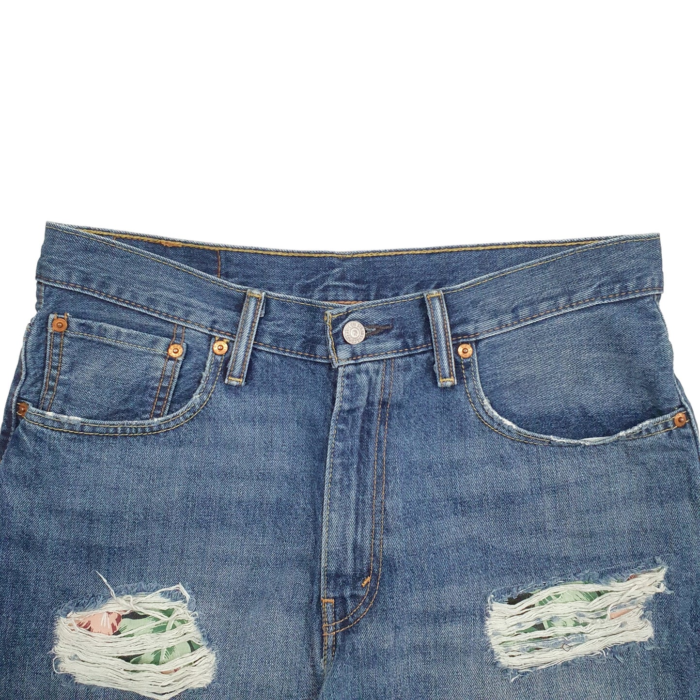 Mens Blue Levis Denim Jeans Jorts 569 Relaxed Denim Shorts