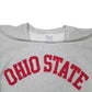 Mens Grey Champion Ohio State Raised Embroidered Reverse Weave Made In USA Vintage 90s Crewneck Jumper