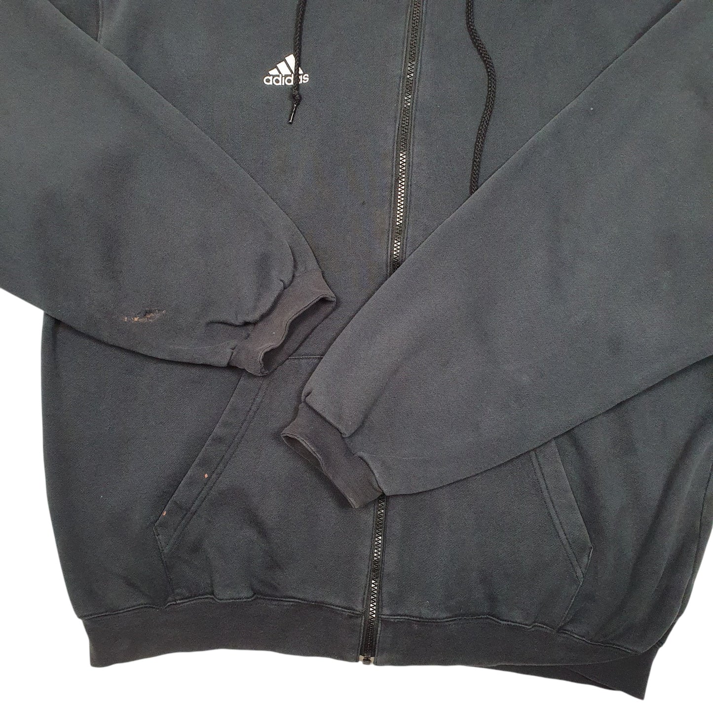 Mens Black Adidas Hoodie Full Zip Jumper