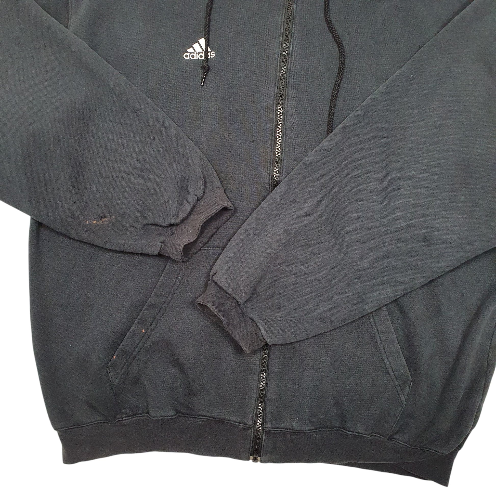 Mens Black Adidas Hoodie Full Zip Jumper