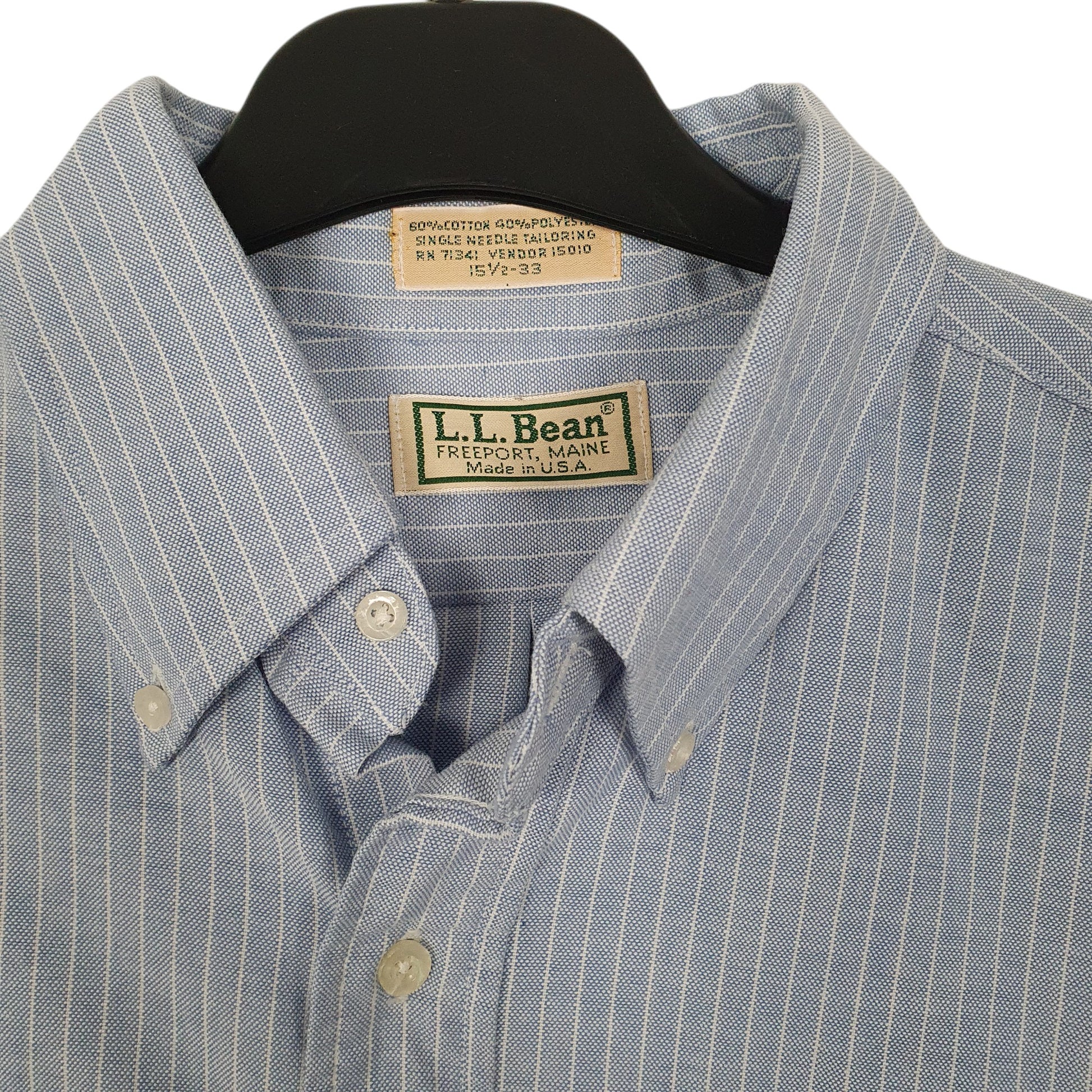 Mens Blue L.L.Bean Vintage 1980s 90s Made In USA Long Sleeve Shirt