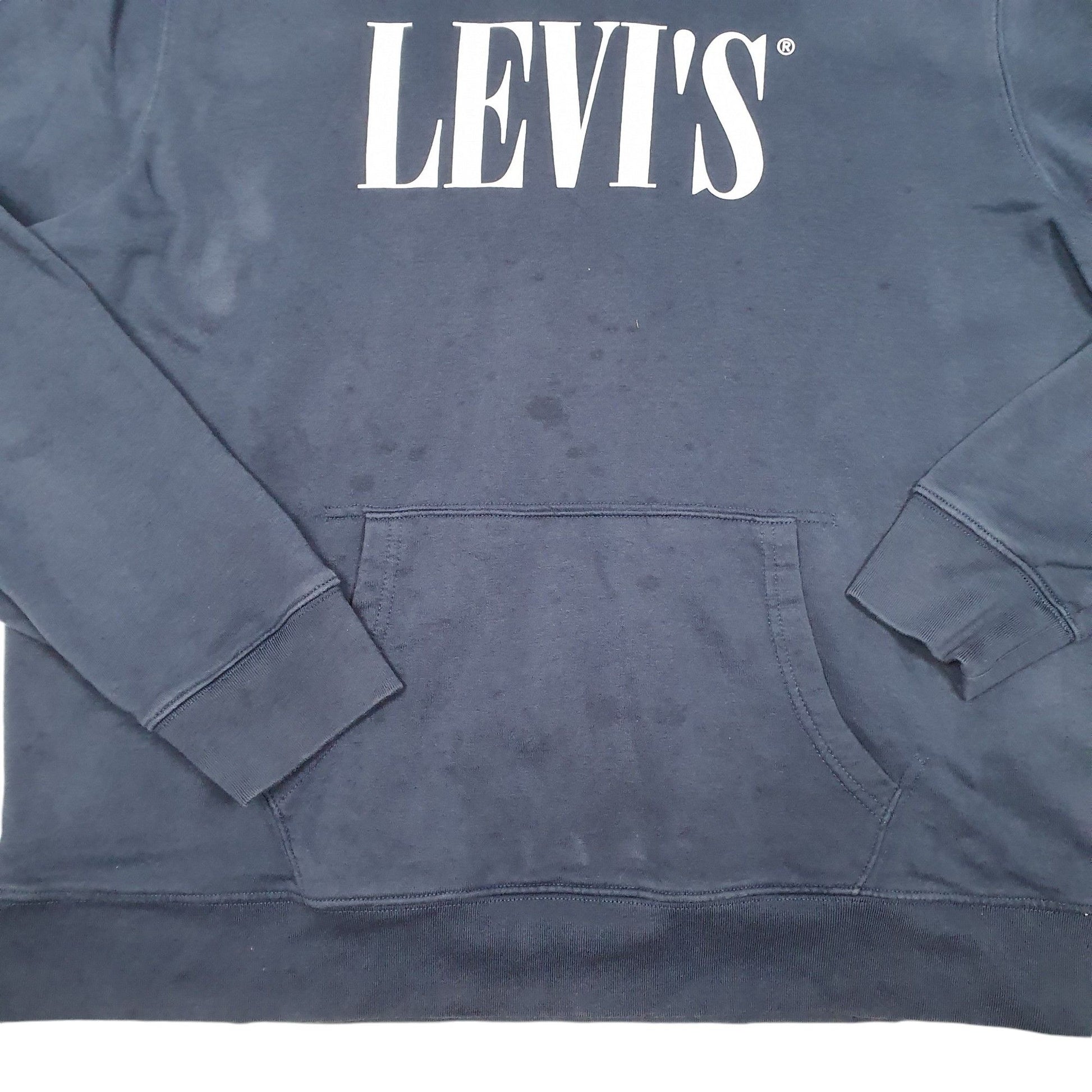 Mens Navy Levis Spellout Hoodie Jumper