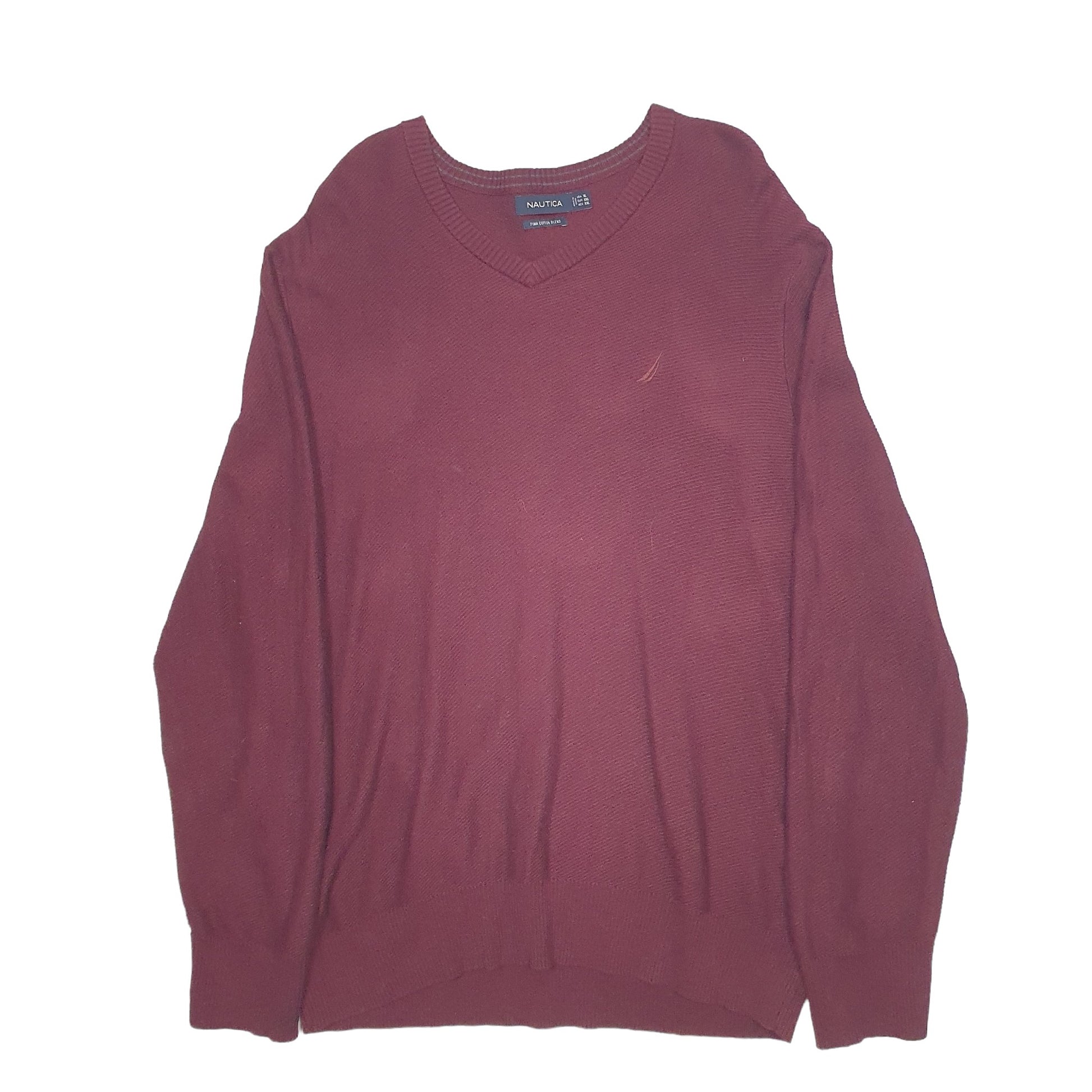 Mens Burgundy Nautica Knit Crewneck Jumper