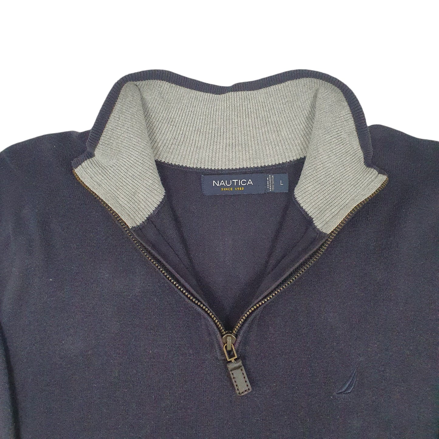 Mens Navy Nautica Knitwear Quarter Zip Jumper