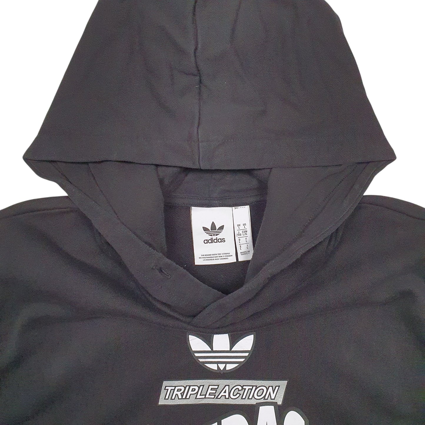 Mens Black Adidas Triple Action Hoodie Jumper