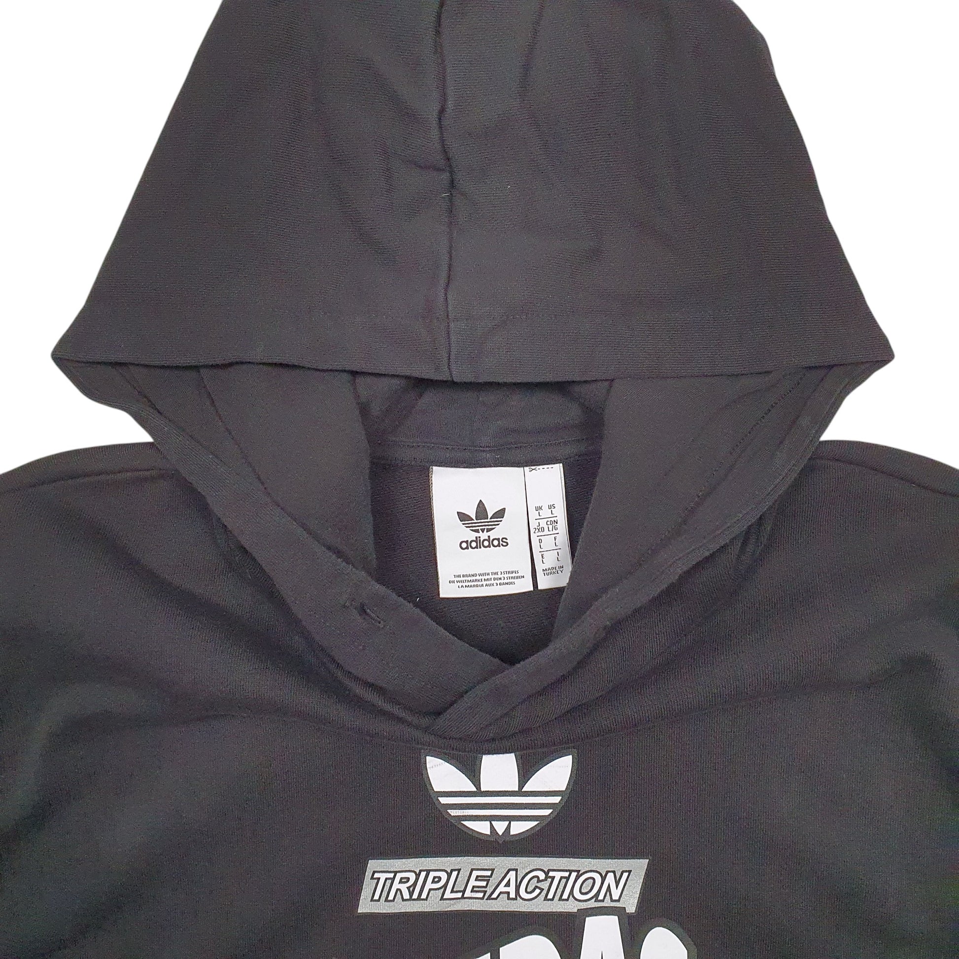 Mens Black Adidas Triple Action Hoodie Jumper
