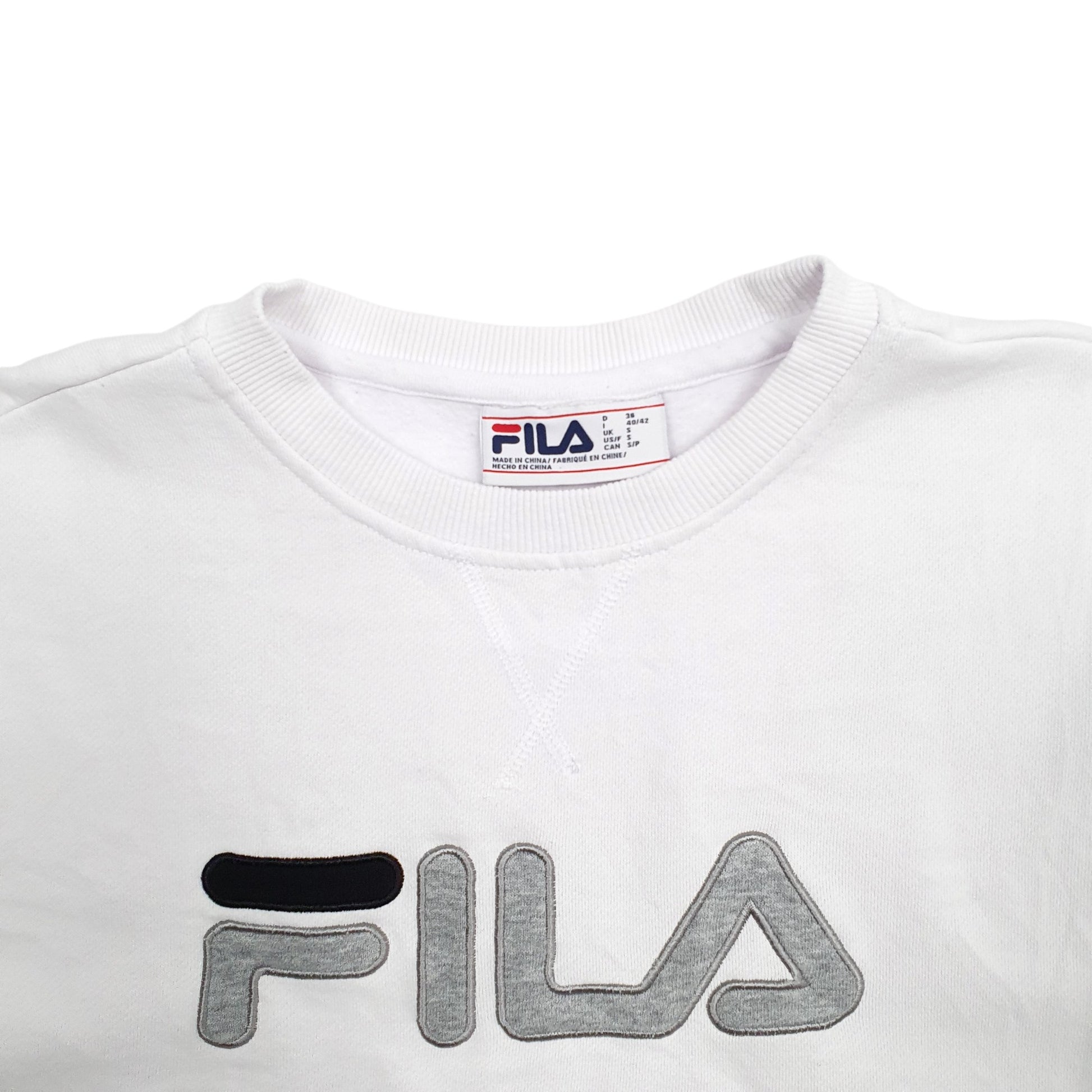 Womens White Fila Spellout Crewneck Jumper