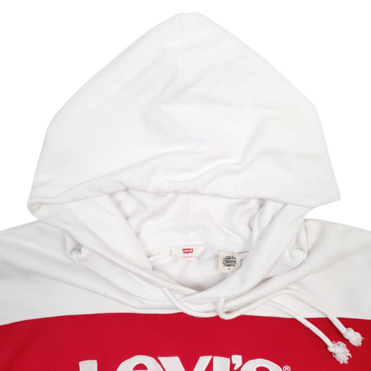 Mens White Levis Spellout Hoodie Jumper