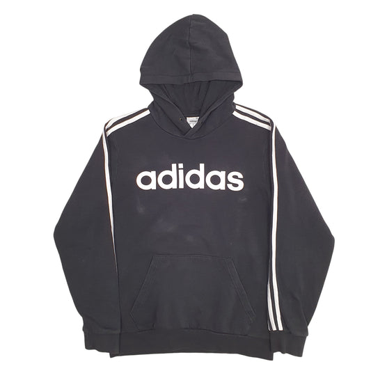 Mens Black Adidas Spellout Hoodie Jumper