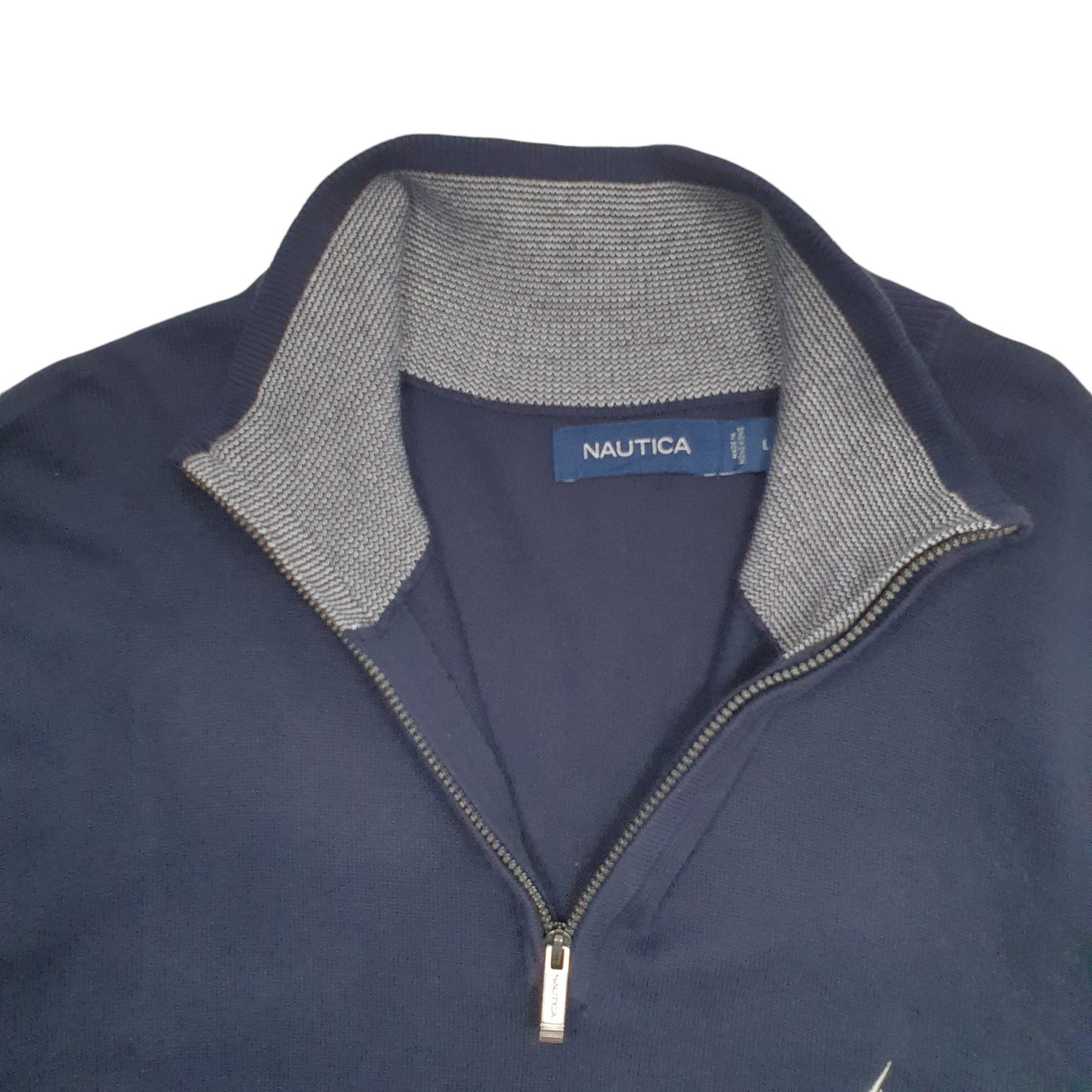 Mens Navy Nautica Knit Quarter Zip Jumper