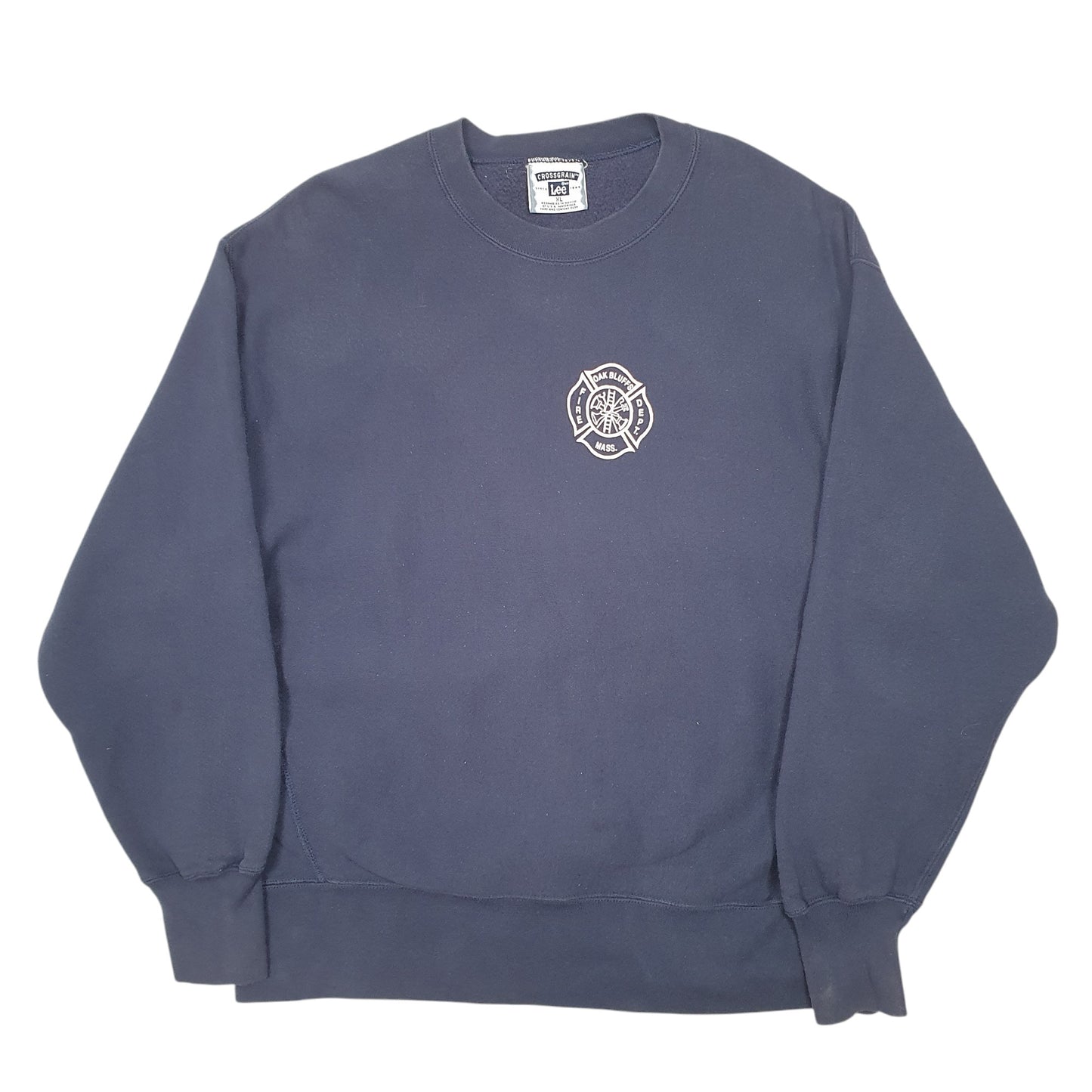 Mens Navy Lee Vintage Crossgrain Oak Bluffs Fire Dept Crewneck Jumper
