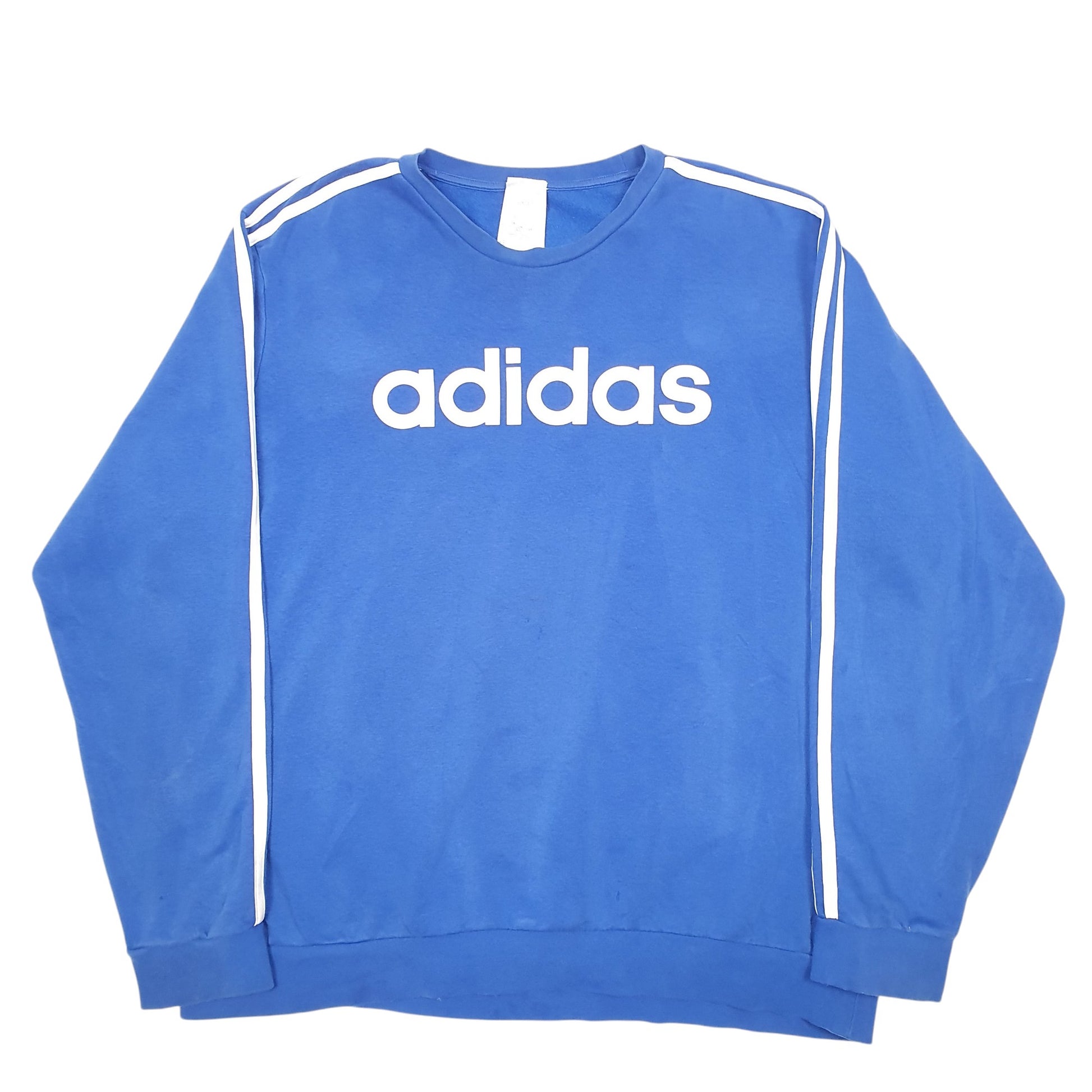 Mens Blue Adidas Spellout Crewneck Jumper