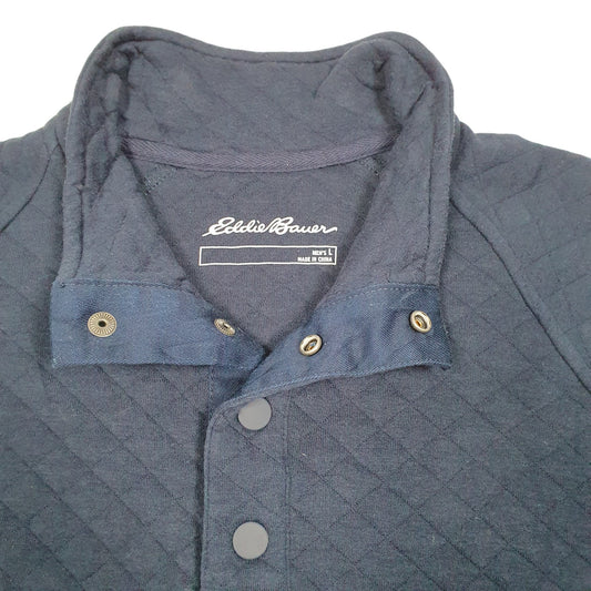 Mens Navy Eddie Bauer Popper Quilted Quarter Zip Jumper