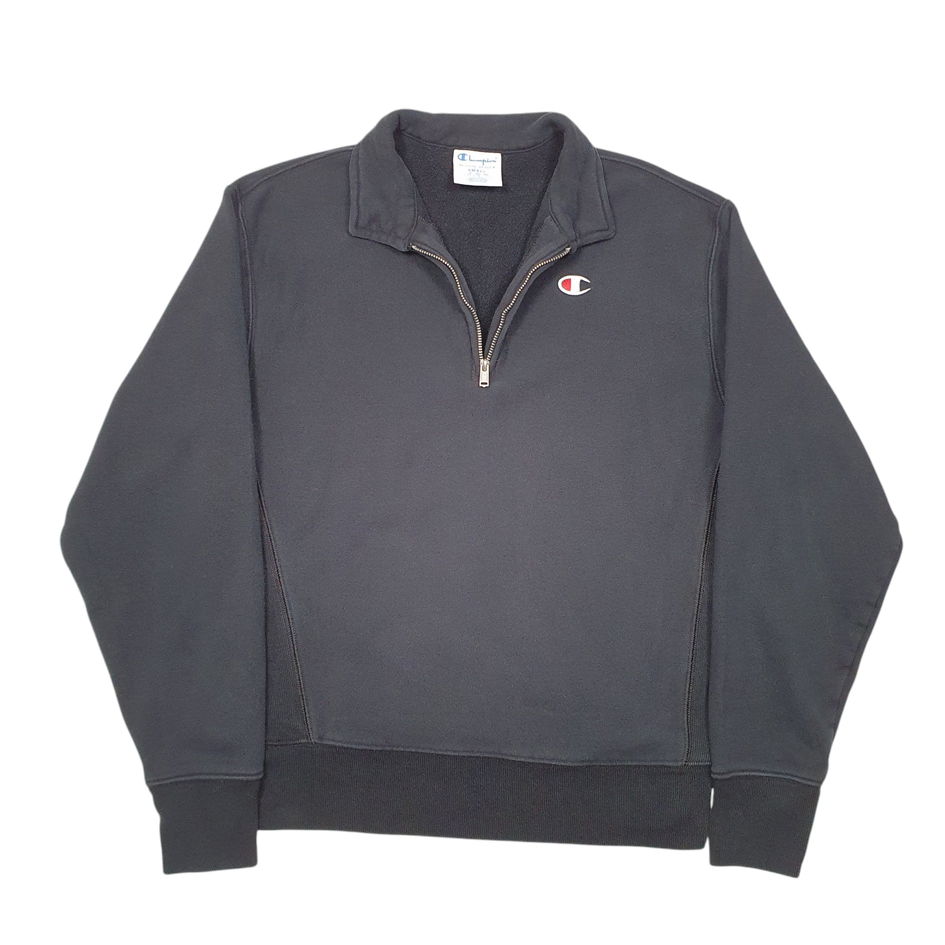 Mens Black Champion Reverse Weave Quarter Zip Jumper