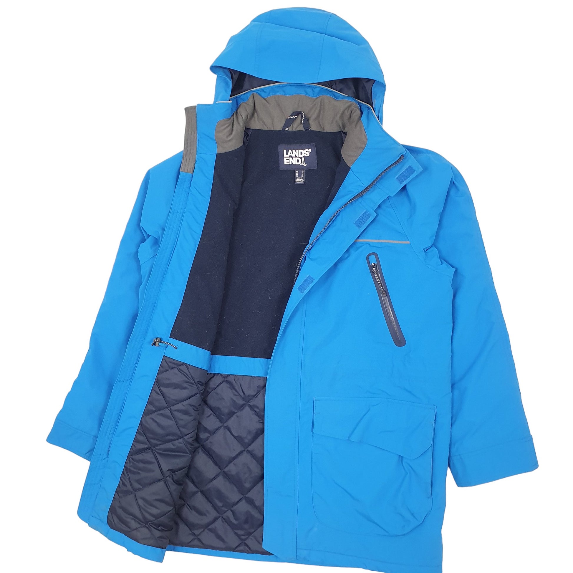 Mens Blue Landsend Hooded  Coat