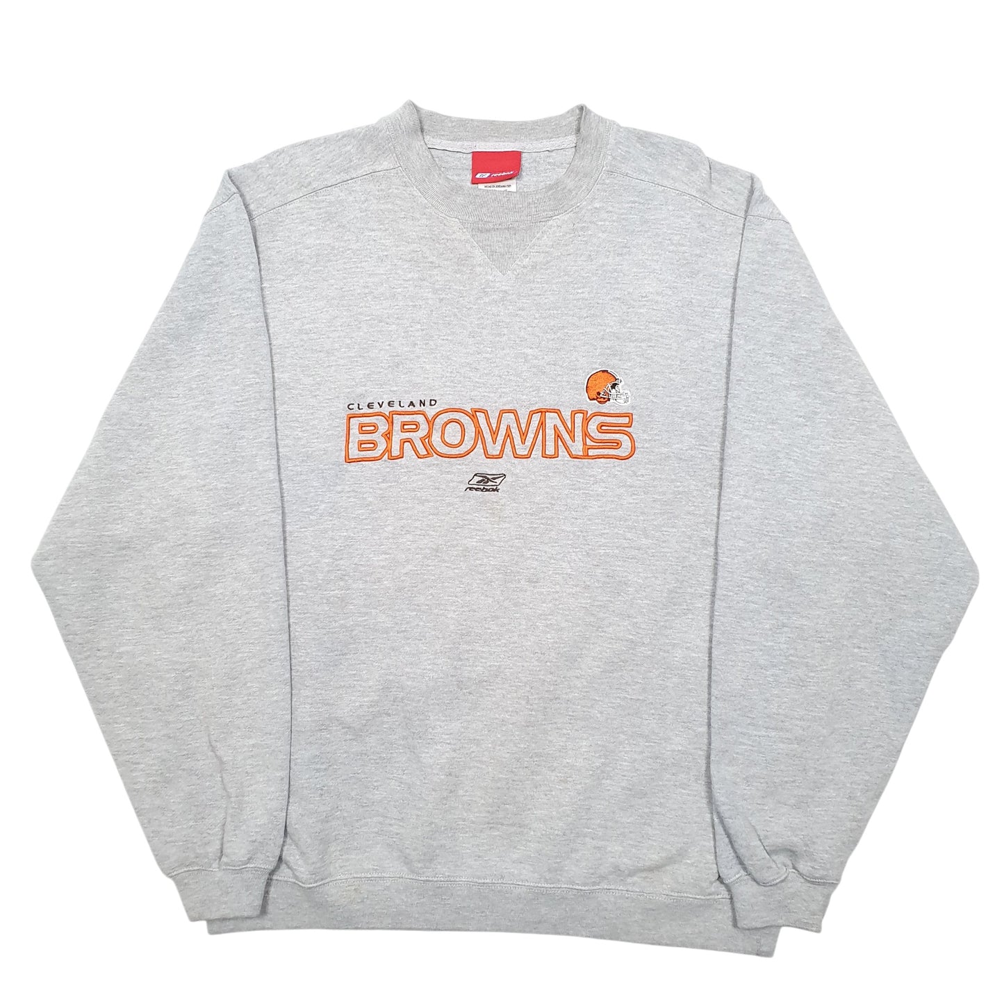 Mens Grey Reebok Cleveland Browns Football Spellout USA Crewneck Jumper