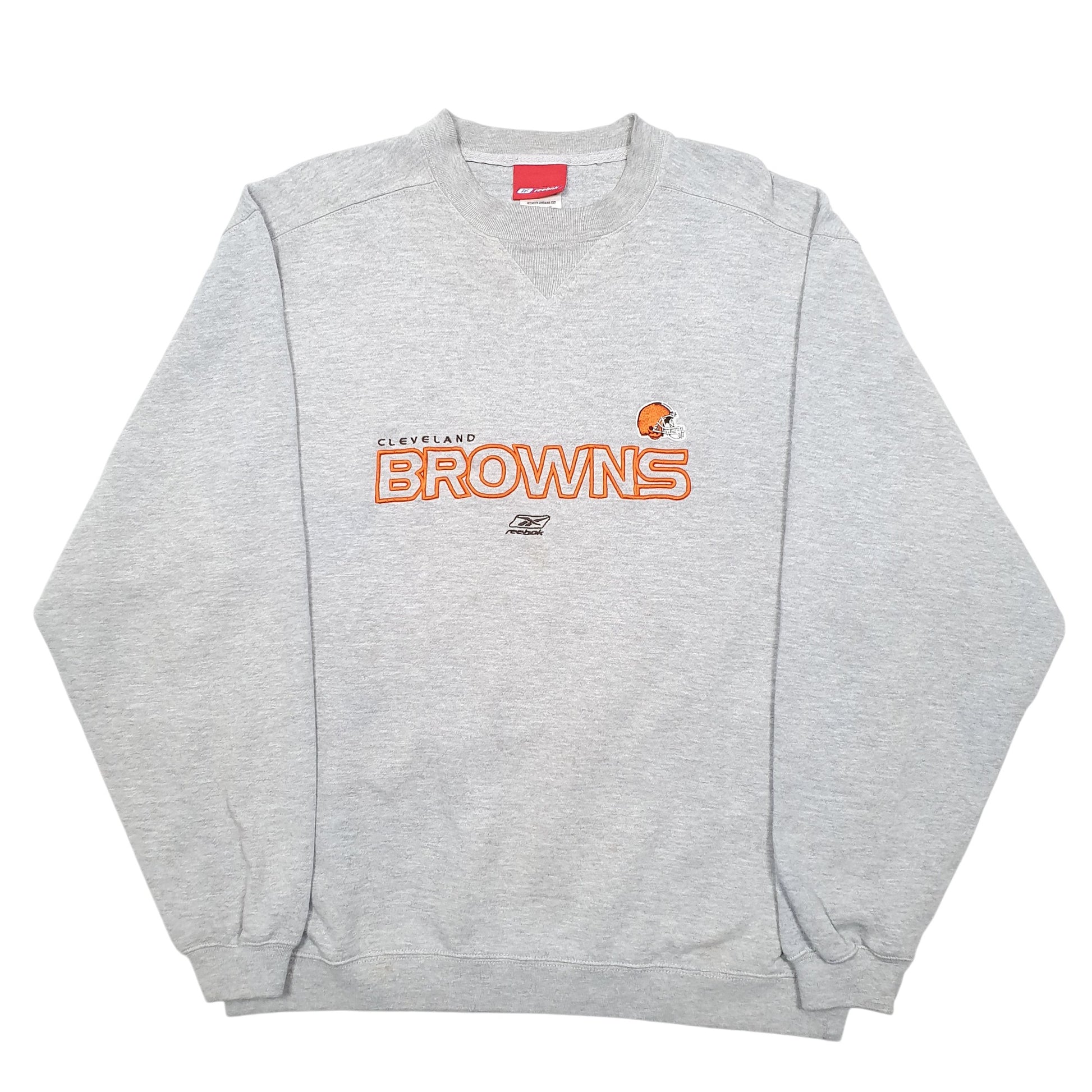 Mens Grey Reebok Cleveland Browns Football Spellout USA Crewneck Jumper