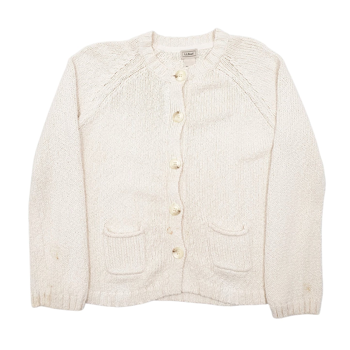 Womens Cream LL Bean Knit Cardigan Jumper