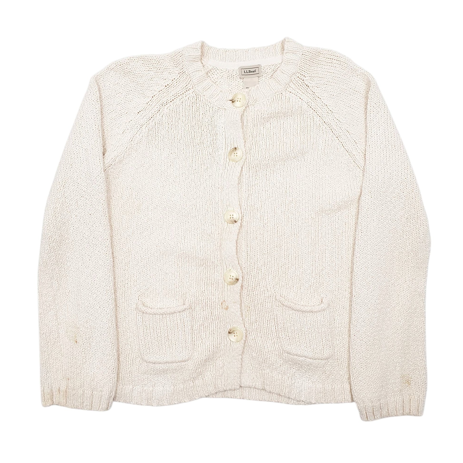Womens Cream LL Bean Knit Cardigan Jumper