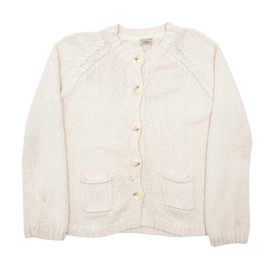 Womens Cream LL Bean Knit Cardigan Jumper