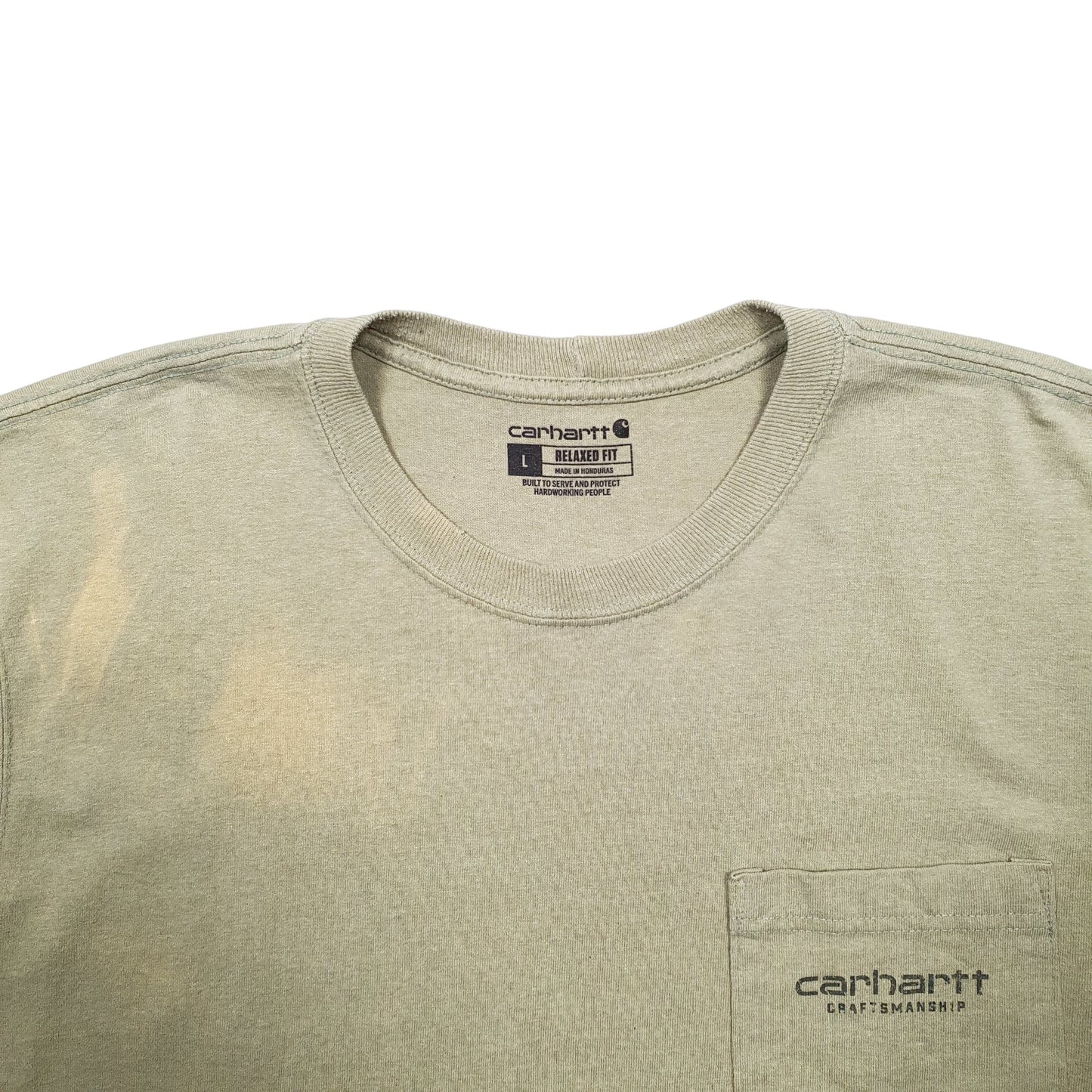 Mens Green Carhartt Spellout Short Sleeve T Shirt