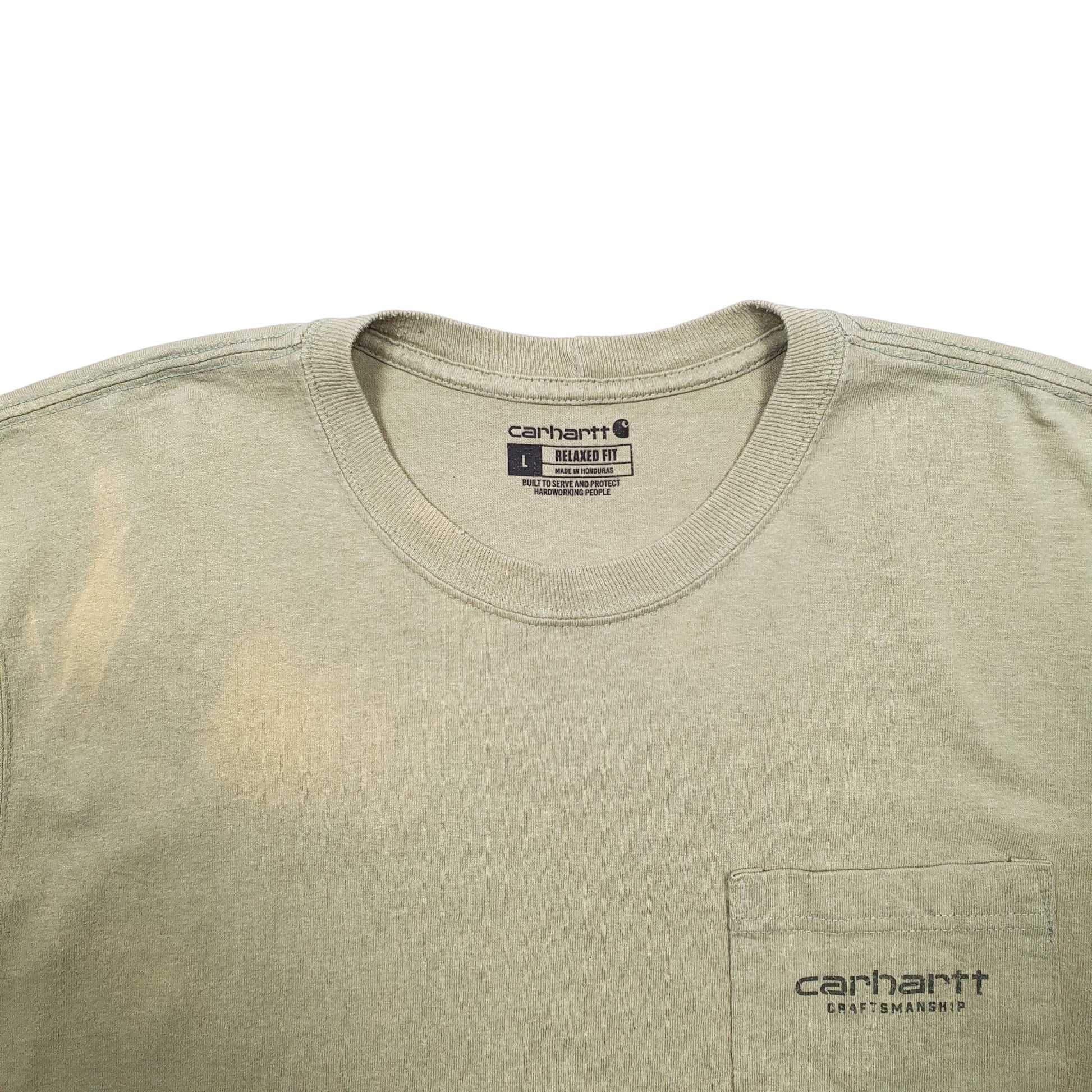 Mens Green Carhartt Spellout Short Sleeve T Shirt