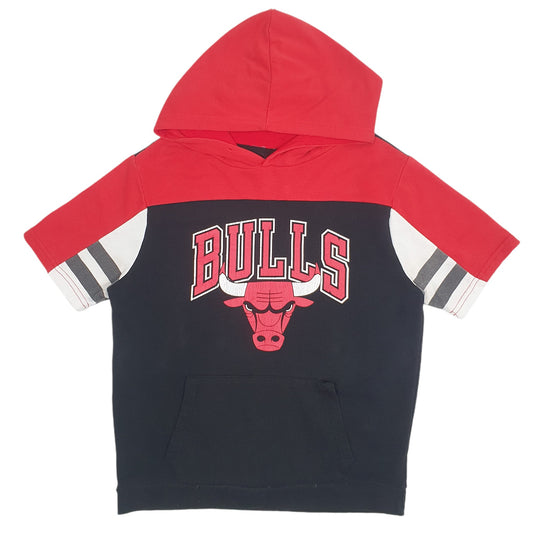 Mens Black NBA Bulls Short Sleeve Hoodie Jumper