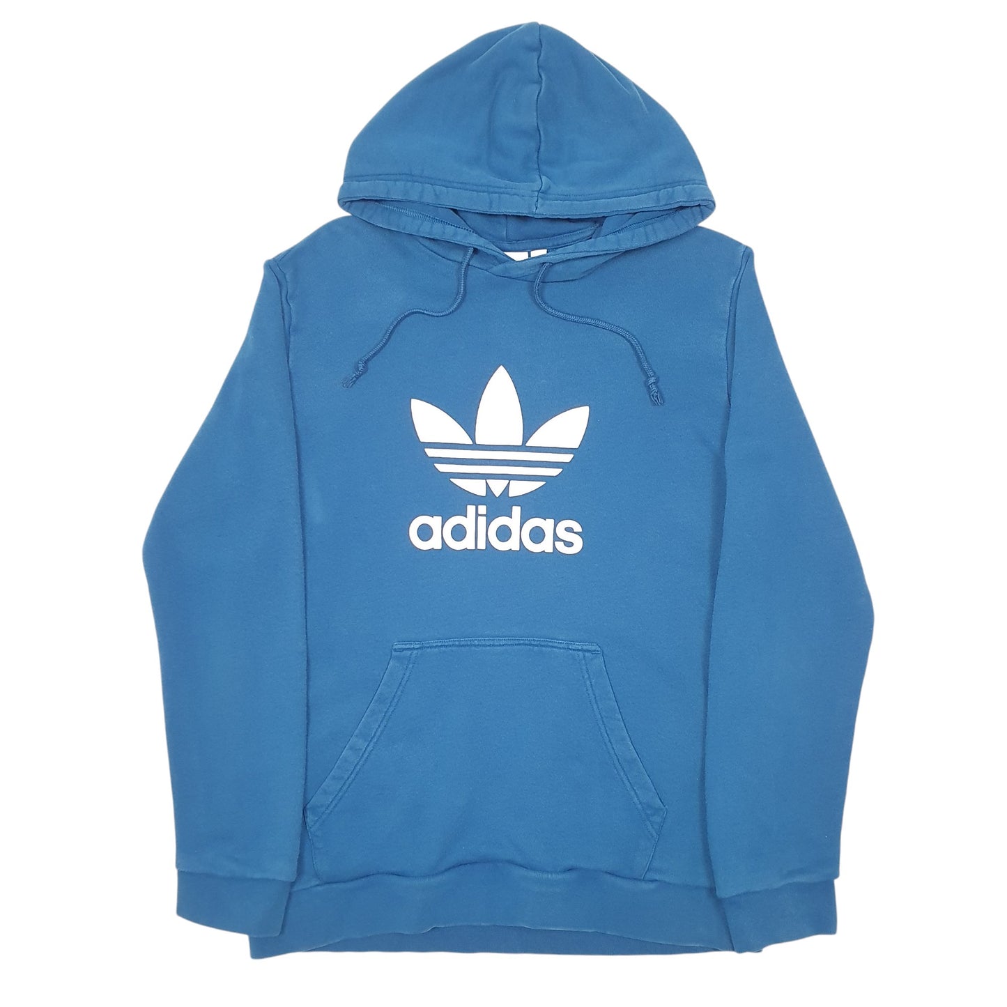 Mens Blue Adidas Spellout Hoodie Jumper