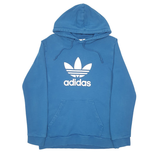 Mens Blue Adidas Spellout Hoodie Jumper
