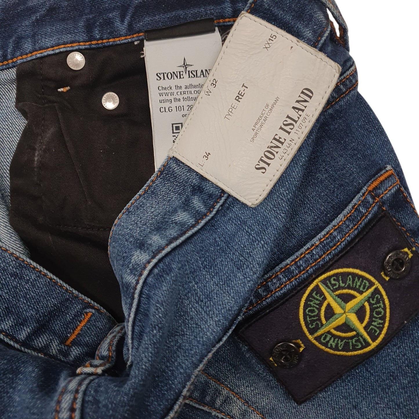Mens Blue Stone Island  RE-T JeansW32 L34