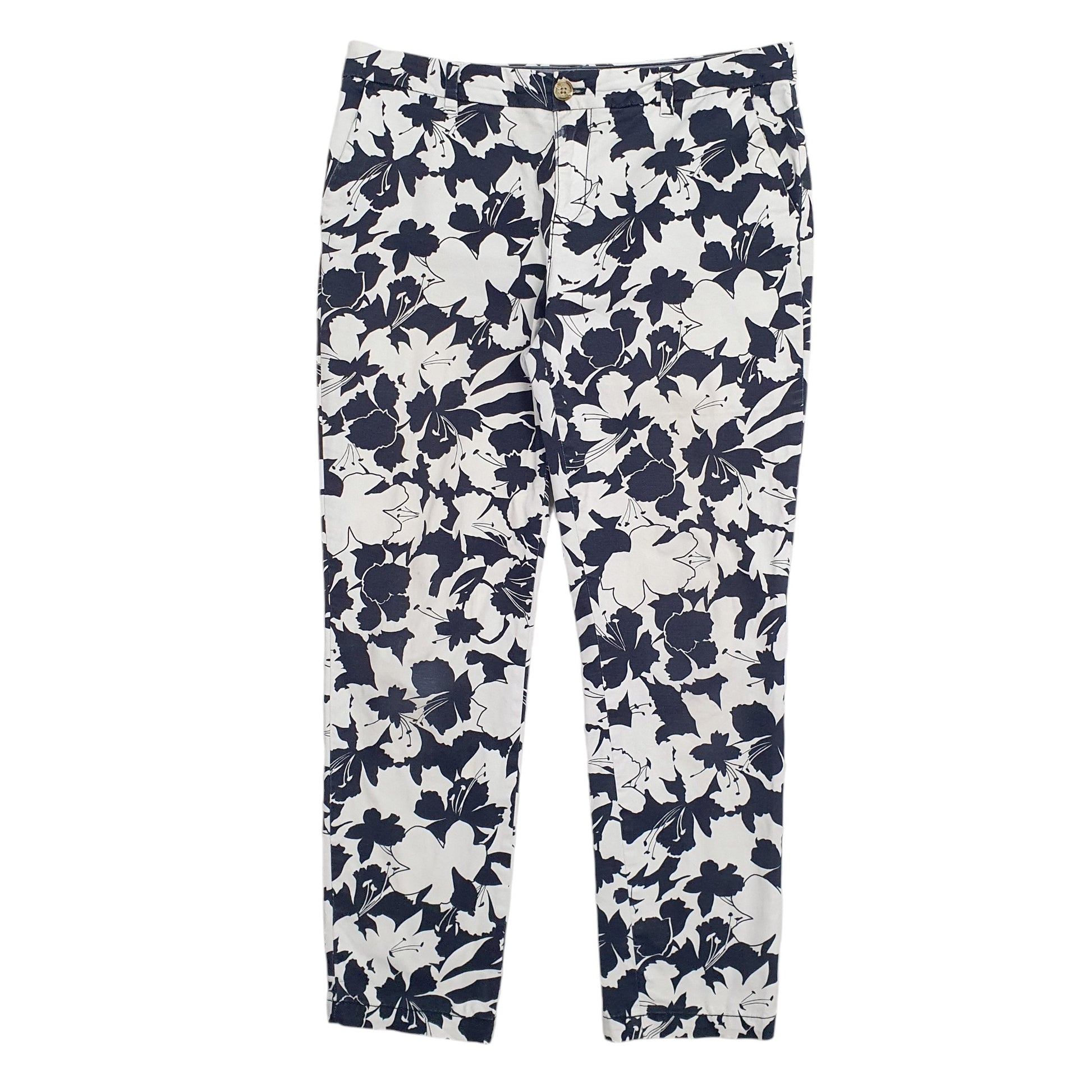 Womens White Tommy Hilfiger Floral Design Pattern Chino Trousers