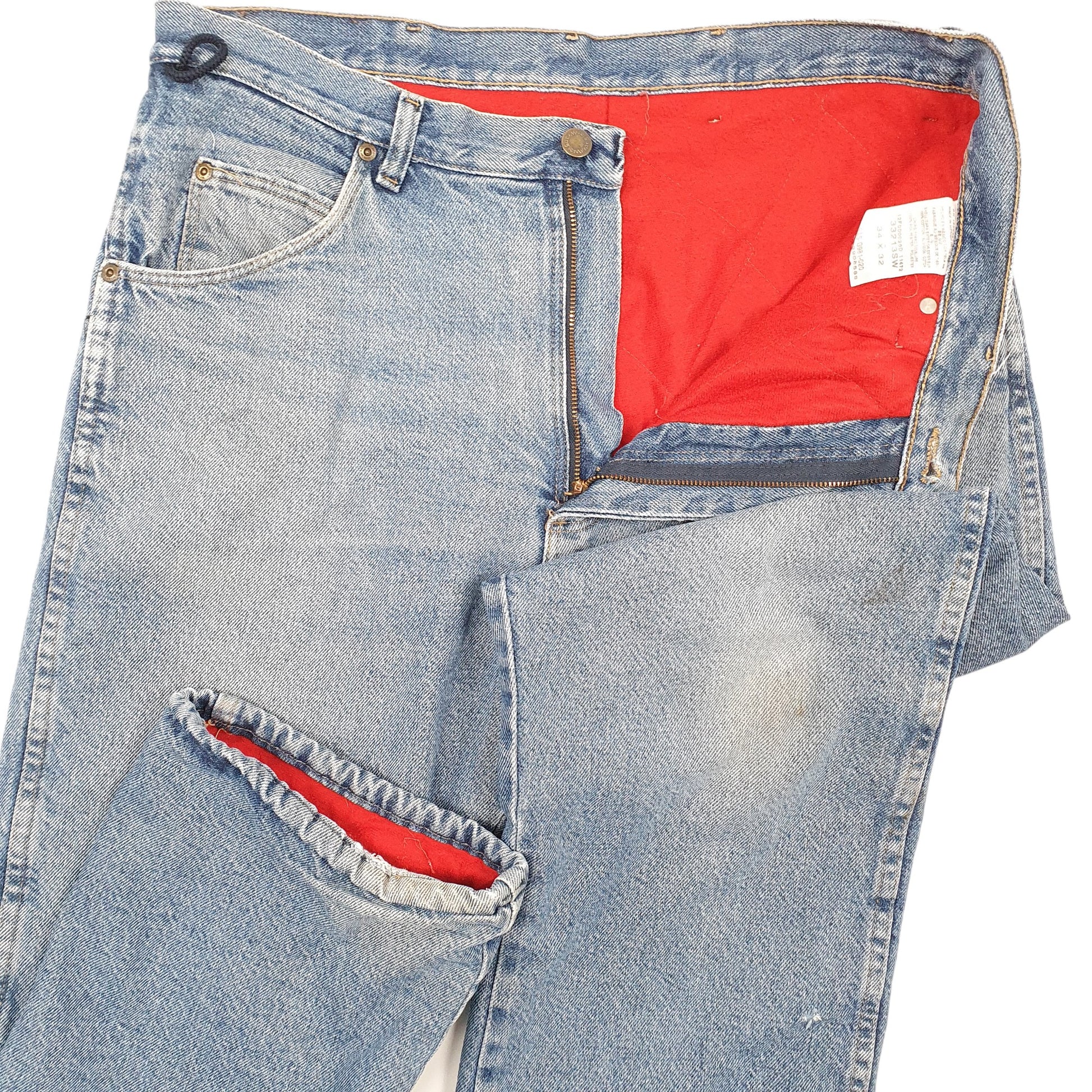 Mens Blue Wrangler Lined Insulated Casual JeansW34 L32