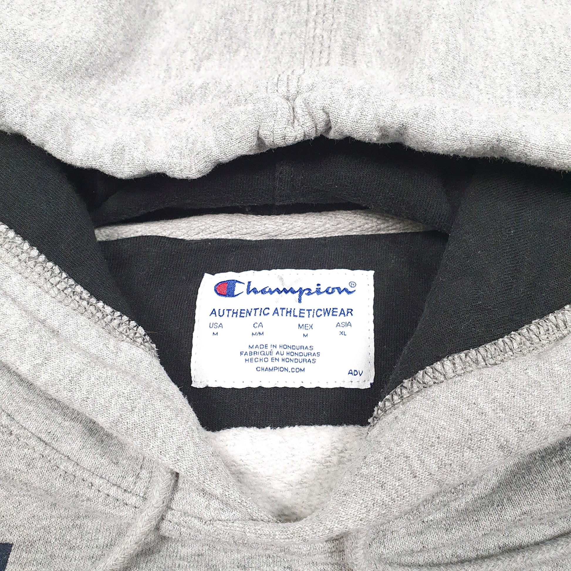 Mens Grey Champion Script Hoodie Jumper