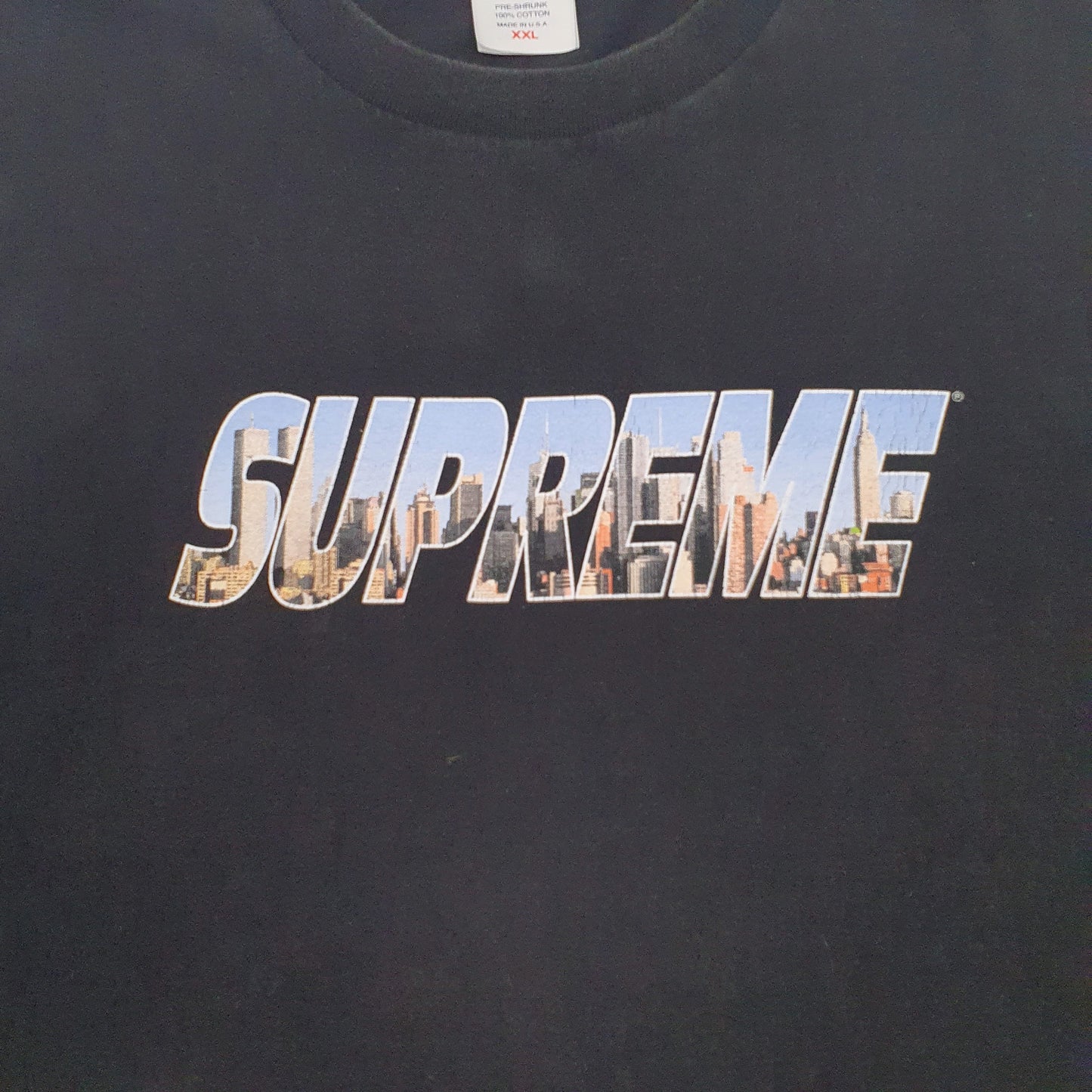 Mens Black Supreme Spellout Made In USA Pre-Shrunk Short Sleeve T Shirt