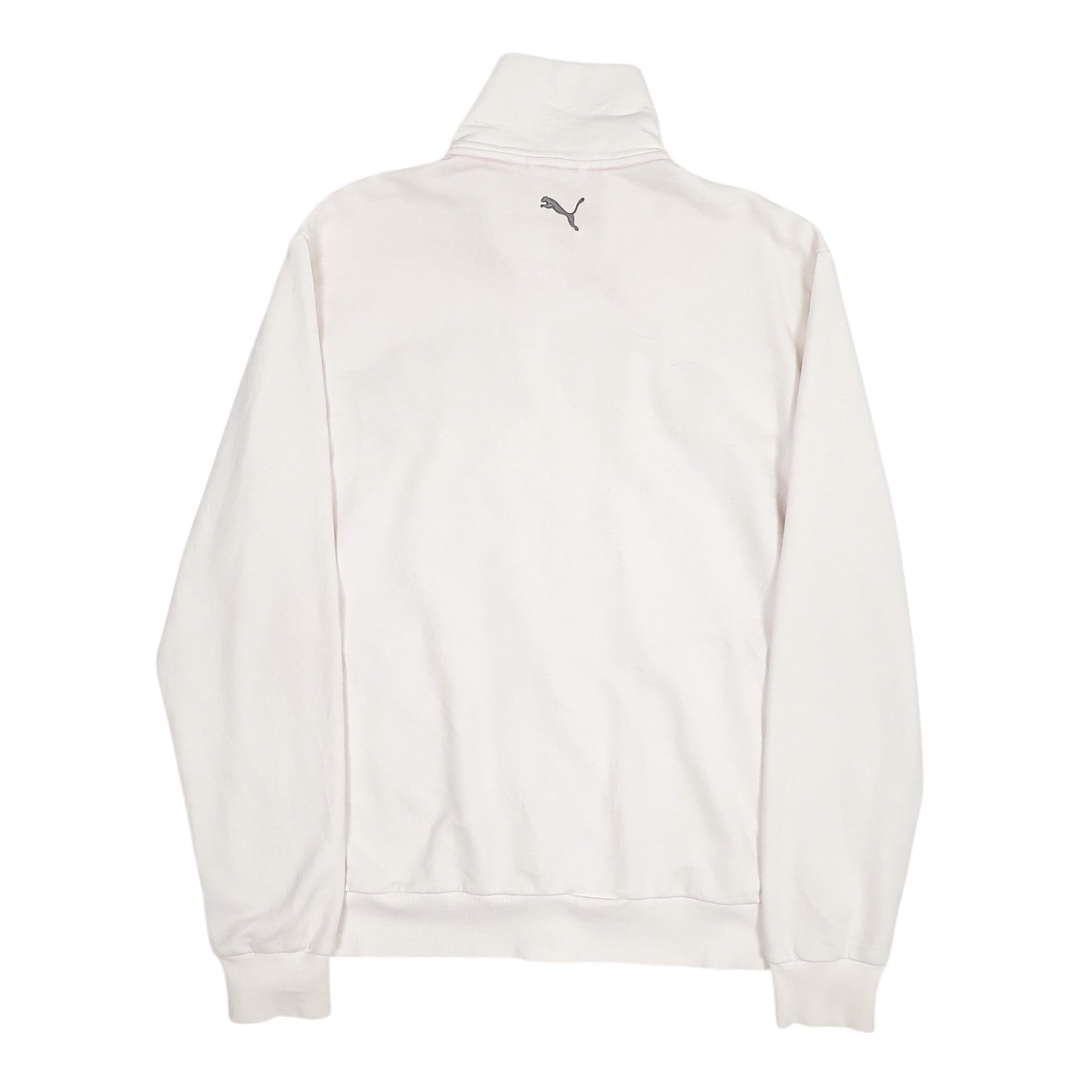 Mens White Puma Spellout Full Zip Jumper