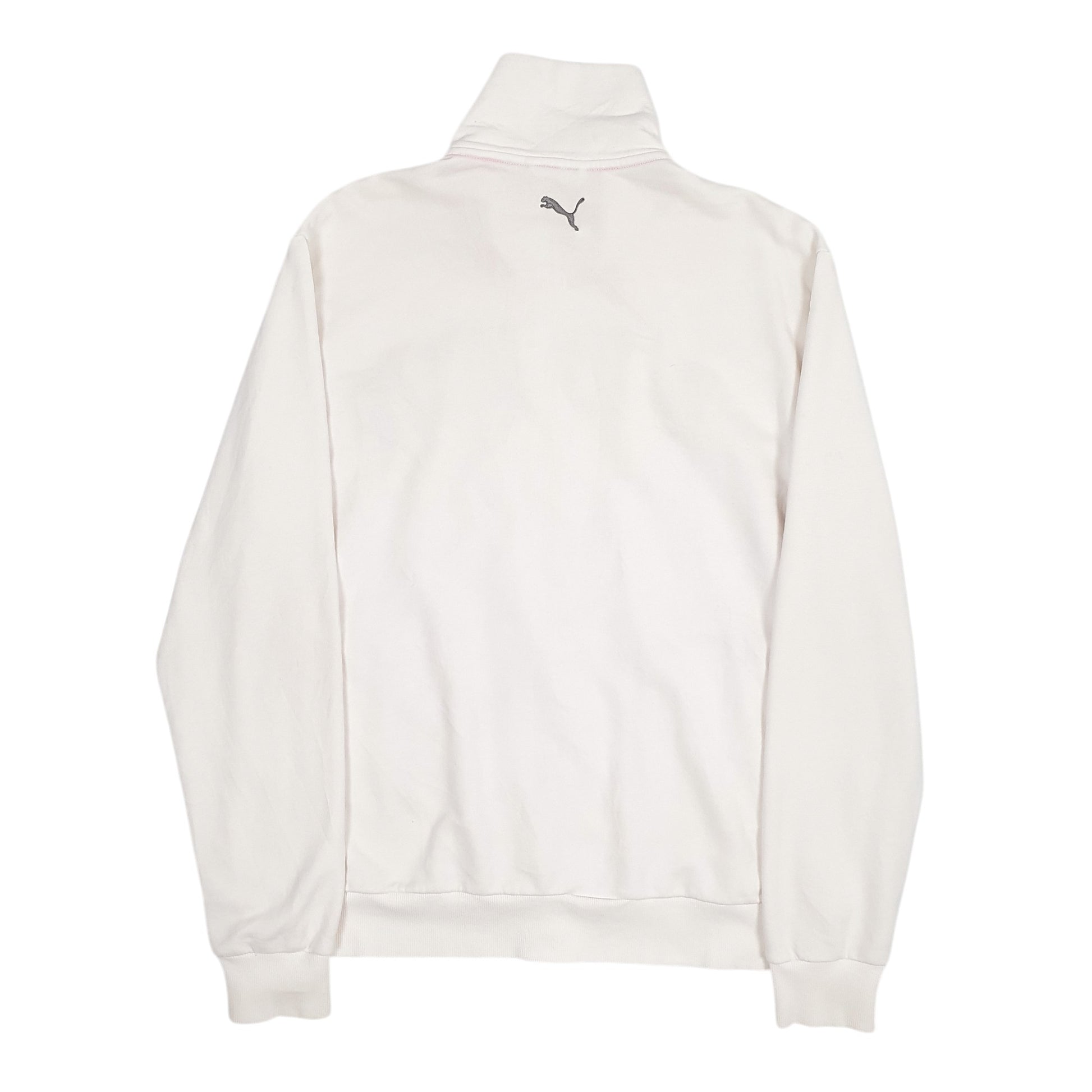 Mens White Puma Spellout Full Zip Jumper