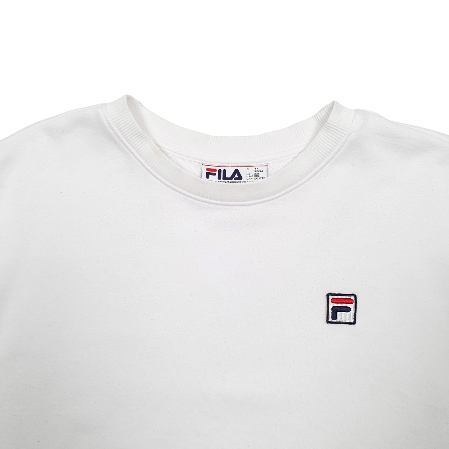 Mens White Fila  Crewneck Jumper