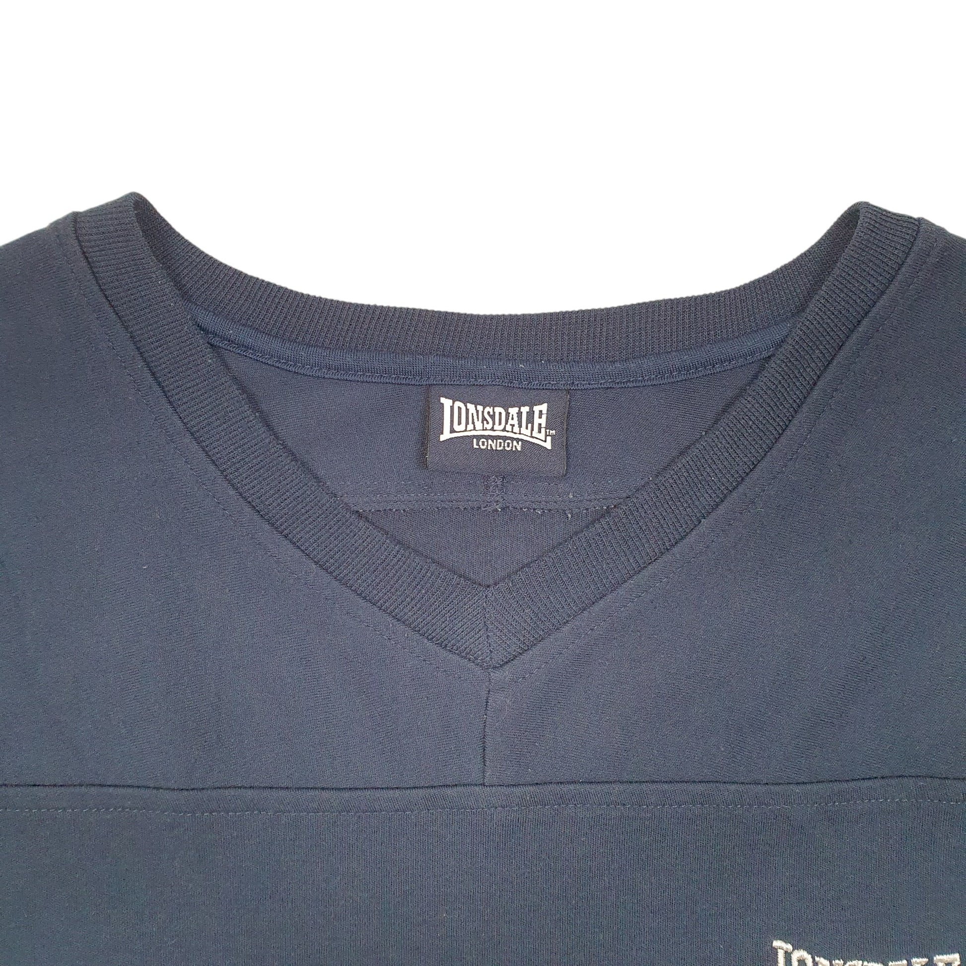 Mens Navy Lonsdale London V Neck Short Sleeve T Shirt