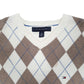 Mens Cream Tommy Hilfiger Knit Argyle V Neck Jumper