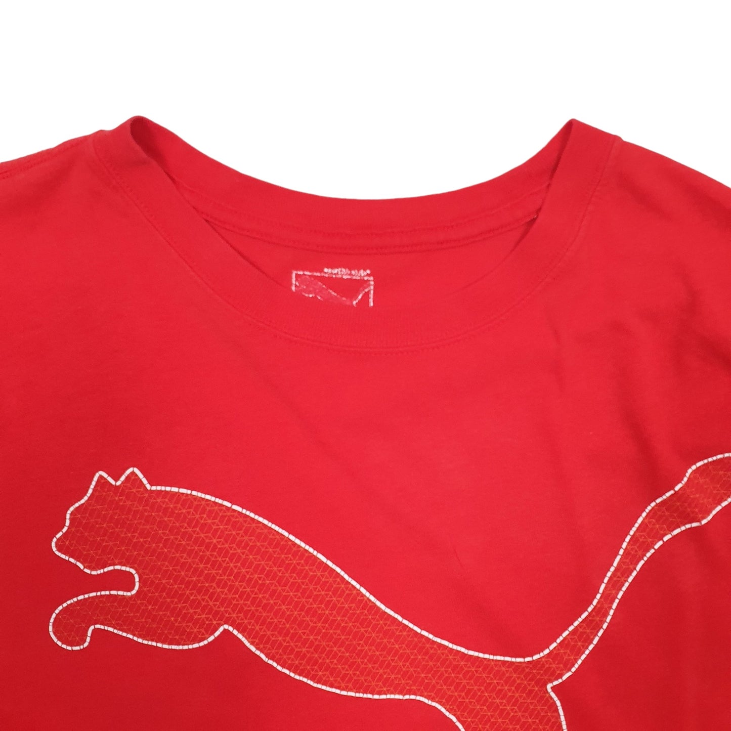 Mens Red Puma Spellout Short Sleeve T Shirt