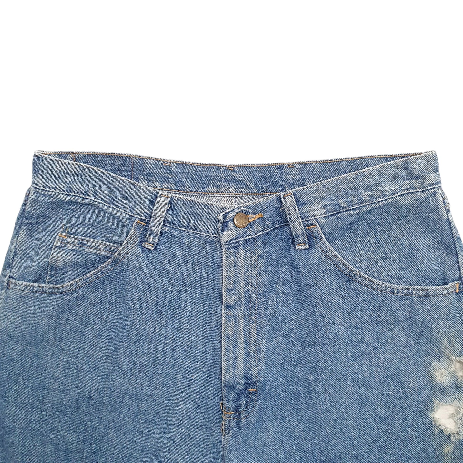 Mens Blue Wrangler Distressed Denim Shorts