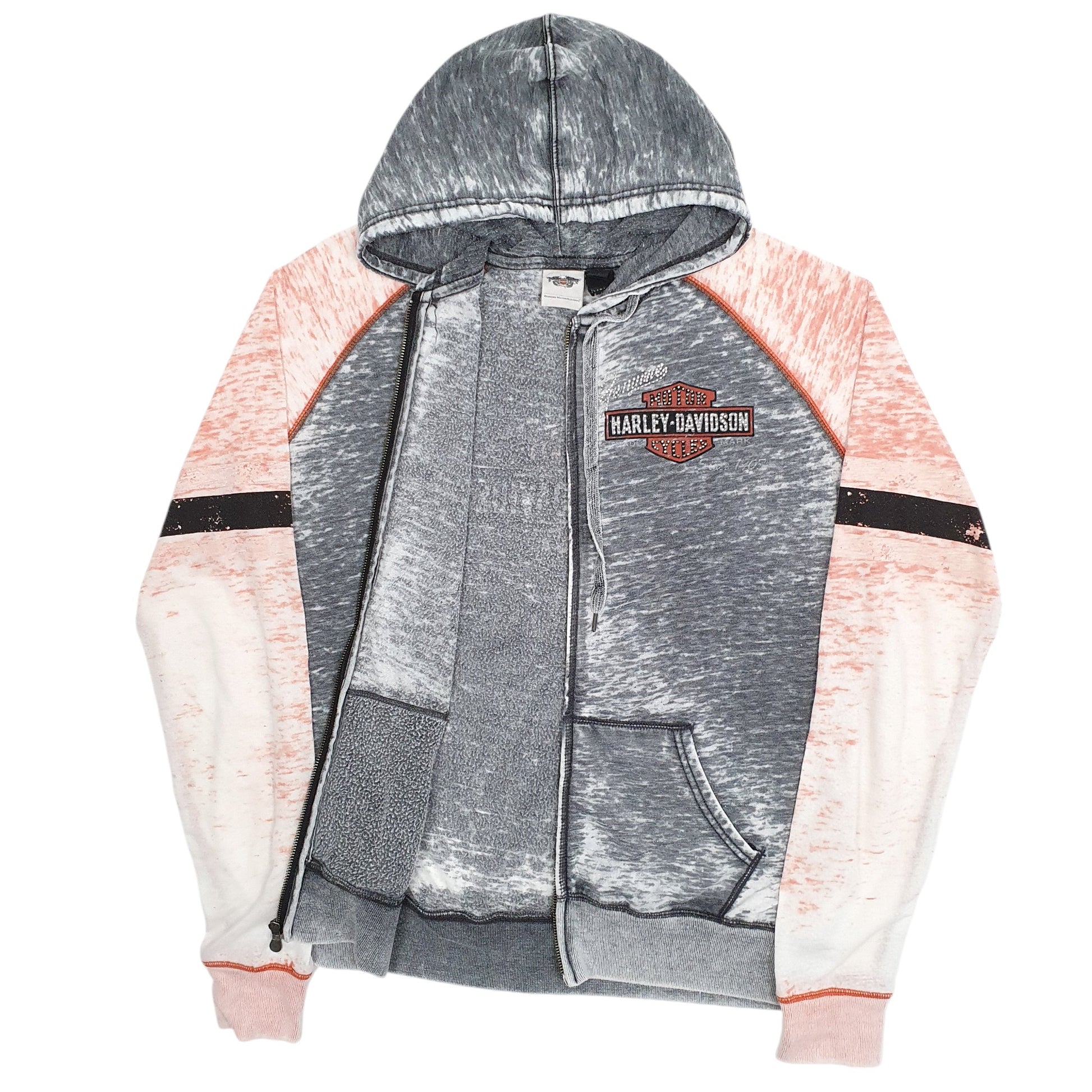 Womens Harley Davidson Grey Full Zip Motorcycles Hoodie
