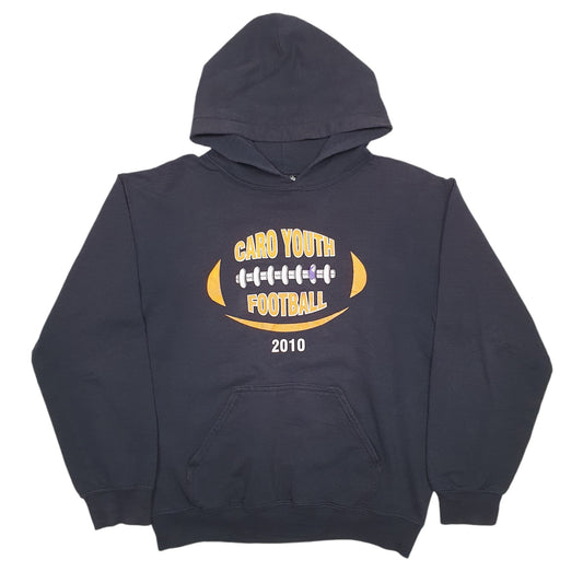 Womens Black Gildan Football Spellout Caro Youth Hoodie Jumper